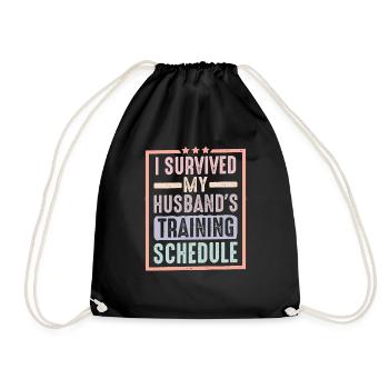I Survived My Husband's Training Schedule 15 - Turnbeutel - Schwarz - Vorne