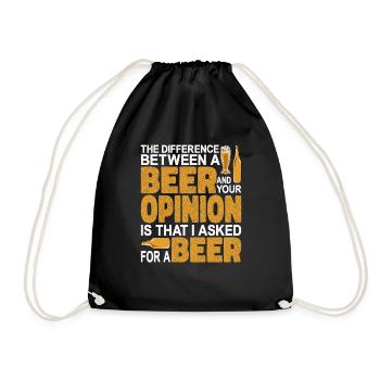 La différence entre une bière et votre opinion - Sac de sport léger - noir - Devant