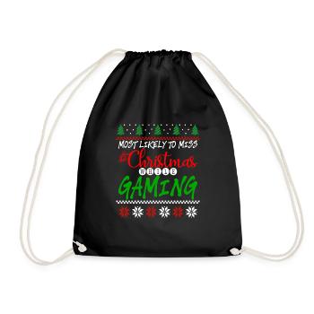 Most Likely To Miss Christmas While Gaming 4 - Turnbeutel - Schwarz - Vorne