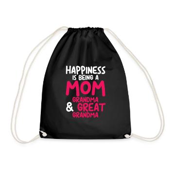 Happiness Is Being A Mom, Grandma - Turnbeutel - Schwarz - Vorne