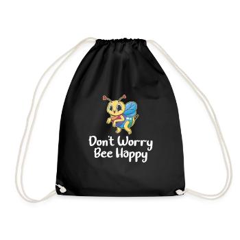Don't Worry Bee Happy 38 - Drawstring Bag - black - Front