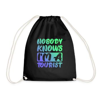 Nobody Knows I'm A Tourist 4 - Drawstring Bag - black - Front