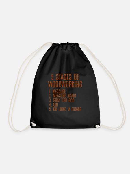5 Stages Of Woodworking 2 - Turnbeutel - Schwarz
