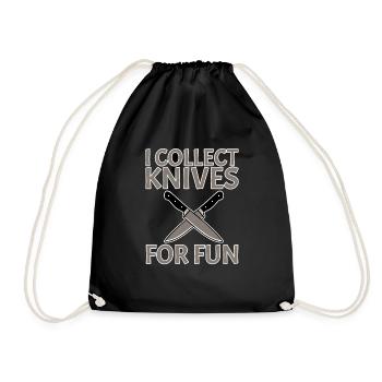 I Collect Knives For Fun 2 - Drawstring Bag - black - Front