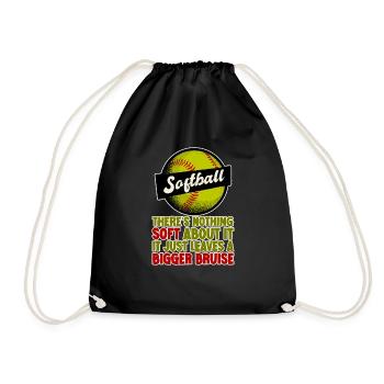 Softball, There's Nothing Soft About it 2 - Drawstring Bag - black - Front