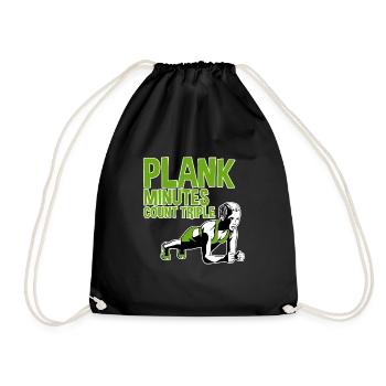 Plank Minutes Count Triple 2 - Drawstring Bag - black - Front