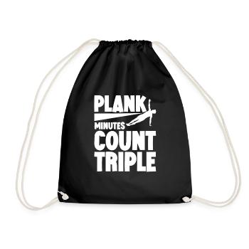 Plank Minutes Count Triple 4 - Drawstring Bag - black - Front