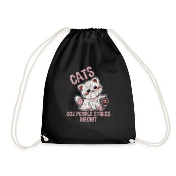 Cats Coz People Stress Meowt 3 - Drawstring Bag - black - Front