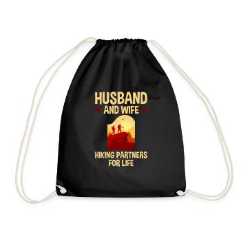 Husband And Wife Hiking Partners For Life 4 - Drawstring Bag - black - Front
