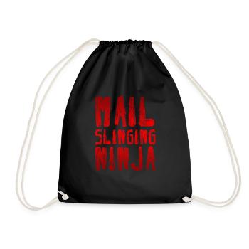 Mail Slinging Ninja 3 - Drawstring Bag - black - Front