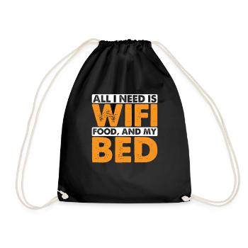 Tout ce dont j’ai besoin, c’est du wifi, de la nourriture et de mon lit 6 - Sac de sport léger - noir - Devant