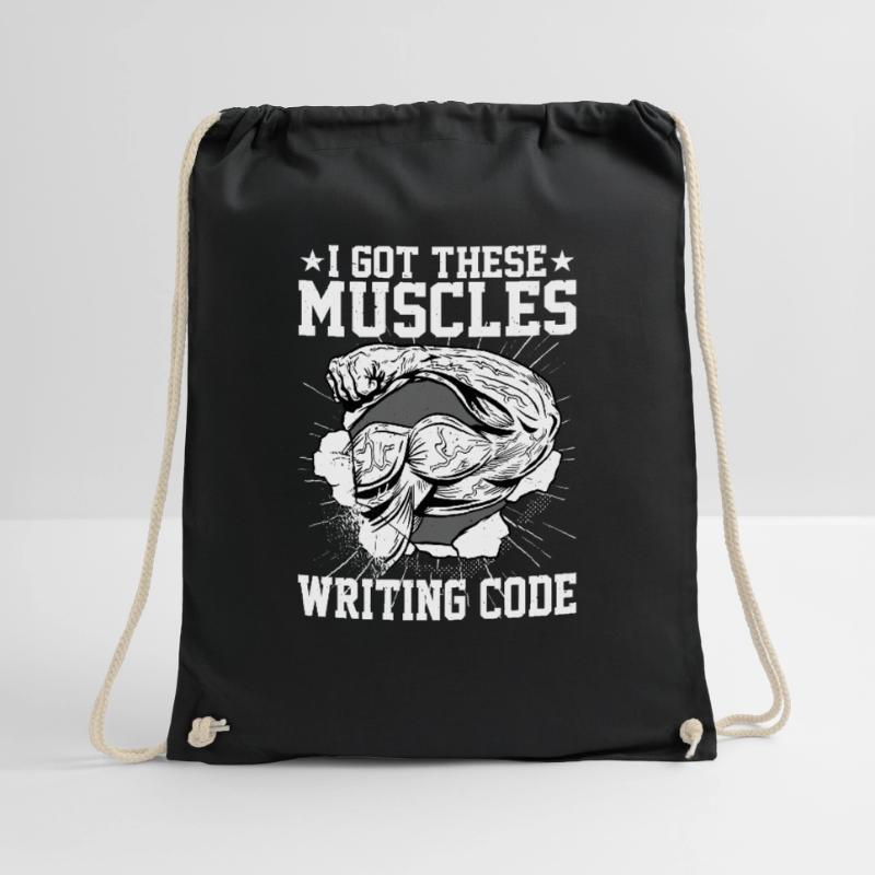 I Got These Muscles Writing Code 5 Drawstring Bag
