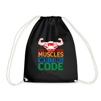I Got These Muscles Writing Code 6 - Drawstring Bag - black - Front