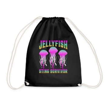 Jellyfish Sting Survivor 6 - Drawstring Bag - black - Front