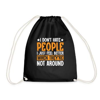 I Don't Hate People 6 - Drawstring Bag - black - Front