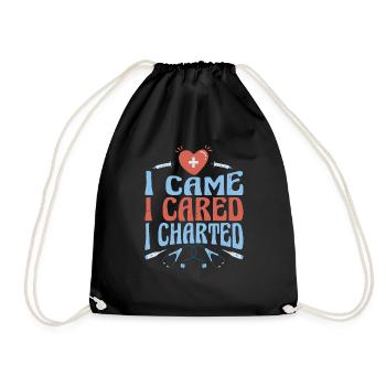 I Came I Cared I Charted 3 - Drawstring Bag - black - Front