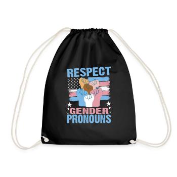 Respect Gender Pronouns 3 - Drawstring Bag - black - Front