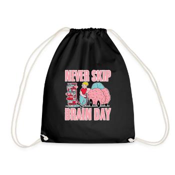 Never Skip Brain Day 4 - Drawstring Bag - black - Front