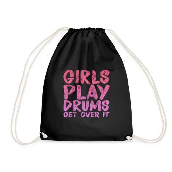 Girls Play Drums, Get Over It 3 - Drawstring Bag - black - Front