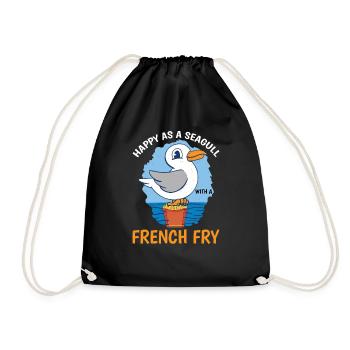 Heureux comme une mouette avec une frite 3 - Sac de sport léger - noir - Devant