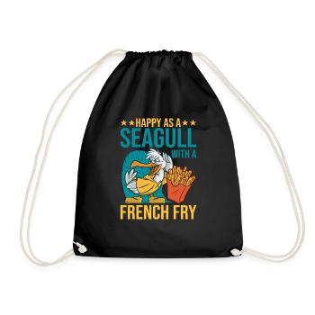 Heureux comme une mouette avec une frite 2 - Sac de sport léger - noir - Devant