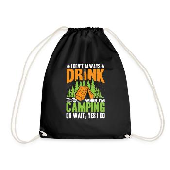 Je ne bois pas toujours quand je campe, oh attendez - Sac de sport léger - noir - Devant