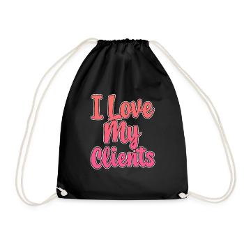I Love My Clients - Drawstring Bag - black - Front