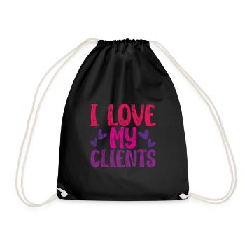 I Love My Clients 3 - Drawstring Bag - black - Front
