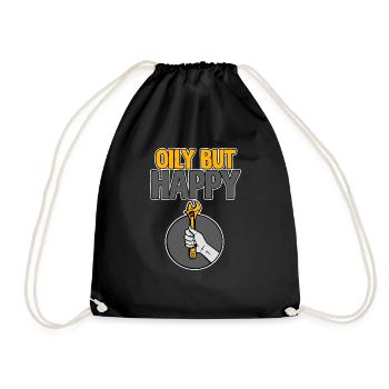 Oily But Happy 2 - Drawstring Bag - black - Front