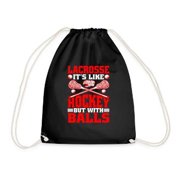 Lacrosse, It's Like Hockey But With Balls - Drawstring Bag - black - Front