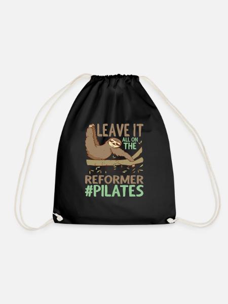 Leave It All On The Reformer #pilates 9 - Drawstring Bag - black