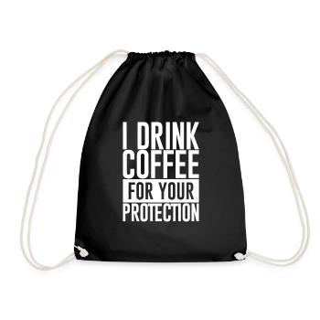 Je bois du café pour votre protection - Sac de sport léger - noir - Devant