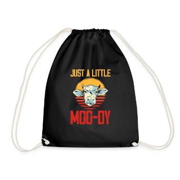 Just A Little Moo-dy 3 - Drawstring Bag - black - Front