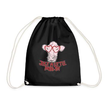 Just A Little Moo-dy 4 - Drawstring Bag - black - Front