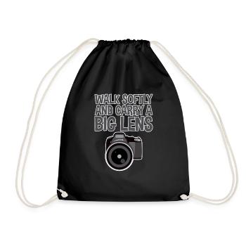 Walk Softly And Carry A Big Lens 2 - Drawstring Bag - black - Front