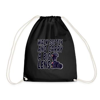 Walk Softly And Carry A Big Lens 4 - Drawstring Bag - black - Front