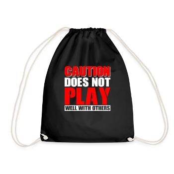 Caution Does Not Play Well With Others 63 - Drawstring Bag - black - Front