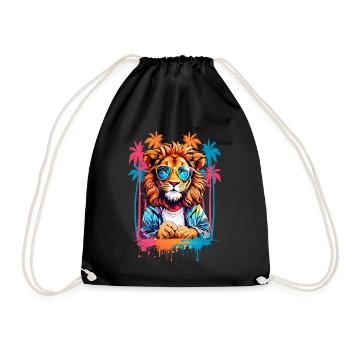 Cool Lion - Drawstring Bag - black - Front