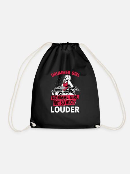 DrummerGirl Like A Normal Girl But So Much Louder - Drawstring Bag - black