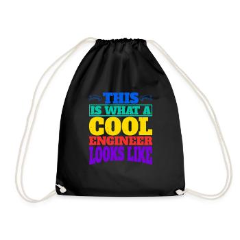 This Is What A Cool Engineer Looks Like 2 - Drawstring Bag - black - Front