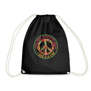 You see a peace sign, i see 5-6 cm 2 - Drawstring Bag - black - Front