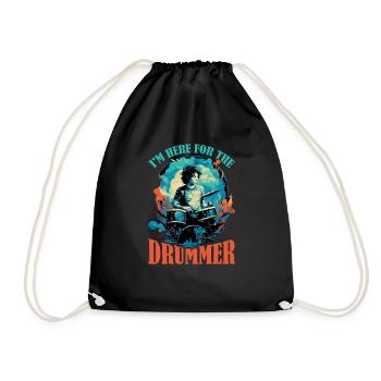I'm Here For The Drummer 9 - Drawstring Bag - black - Front