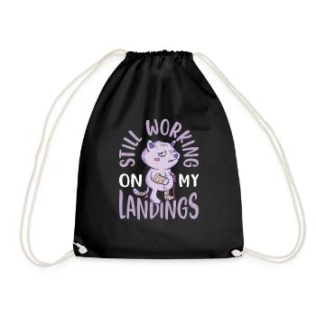Still Working On My Landings 4 - Drawstring Bag - black - Front