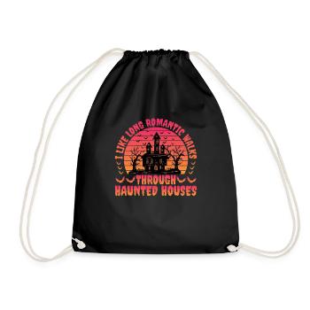 I Like Long Romantic Walks Through Haunted Houses3 - Drawstring Bag - black - Front