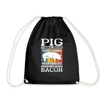 Pig, A Creature That Turns Vegetables Into Bacon 6 - Drawstring Bag - black - Front