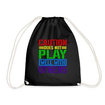 Caution Does Not Play Well With Others 66 - Drawstring Bag - black - Front