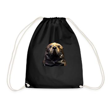 Geometric Style Sea Otter - Drawstring Bag - black - Front