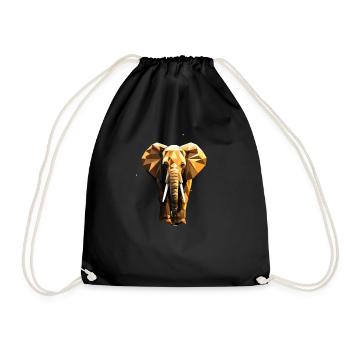 Geometric Style Elephant - Drawstring Bag - black - Front
