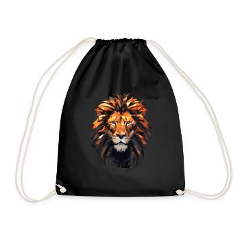 Geometric Lion Animation - Drawstring Bag - black - Front