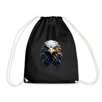 Geometric Eagle Animation - Drawstring Bag - black - Front
